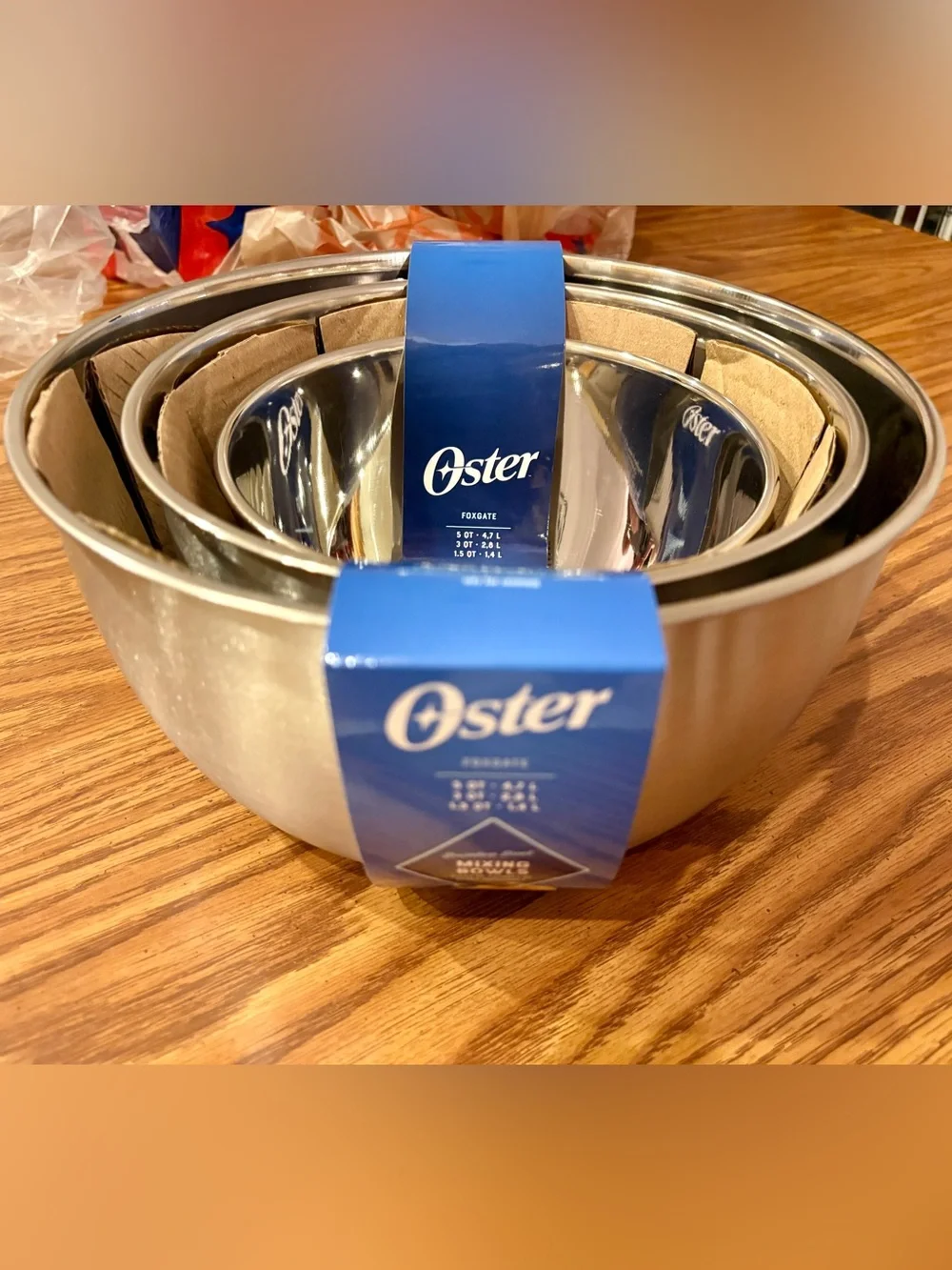 Oster Foxgate 3-Piece Stainless Steel Mixing Bowls